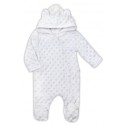 Baby Nellys Kombinézka/overálek MINKY s kapucí a oušky - bílá