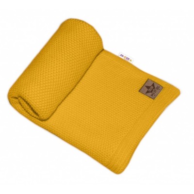 Bavlněná deka, dečka pletená, BASIC, 80x90cm, Baby Nellys - hořčicová