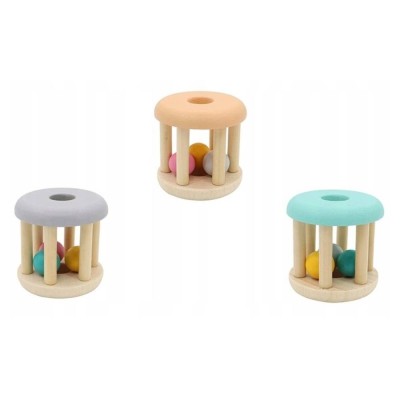 Dřevěná hračka, chrastítko Tulimi, Válec s kuličkami, meruňková