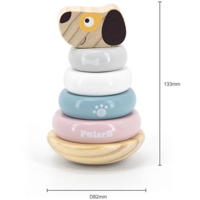 Dřevěná skládací pyramida Viga Pejsek multicolor