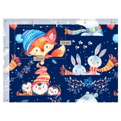 Baby Nellys Dětský fusak maxi PREMIUM Winter friends, granátový, 110x50cm