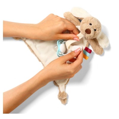 Plyšová hračka/přítulníček DOG WILLY s držákem na dudlík BabyOno, béžový