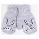 Zimní dívčí rukavičky se šňůrkou Králíček - šedé