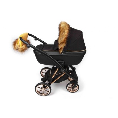 Zimní fusak Jasmine s kožíškem černý s hnědou kožešinou