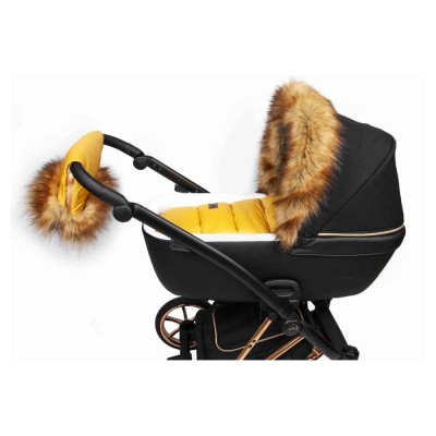 Zimní fusak Jasmine s kožíškem černý s hnědou kožešinou