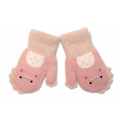 Zimní rukavičky s kožíškem Dino, Baby Nellys, pudrové