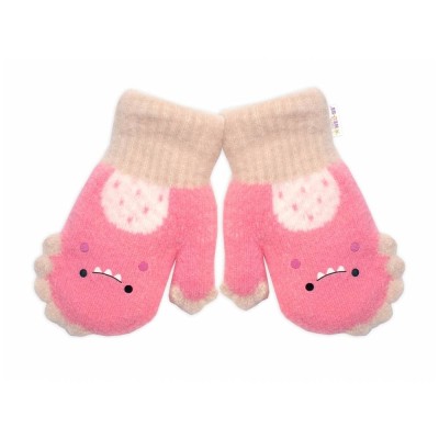 Zimní rukavičky s kožíškem Dino, Baby Nellys, růžové