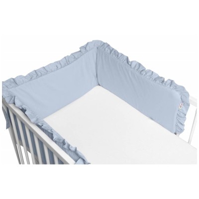 Bavlněný mantinel do postýlky s volánkem SOFT, 180 cm, Baby Nellys - jeans, modrá