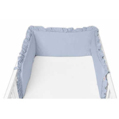 Bavlněný mantinel do postýlky s volánkem SOFT, 180 cm, Baby Nellys - jeans, modrá
