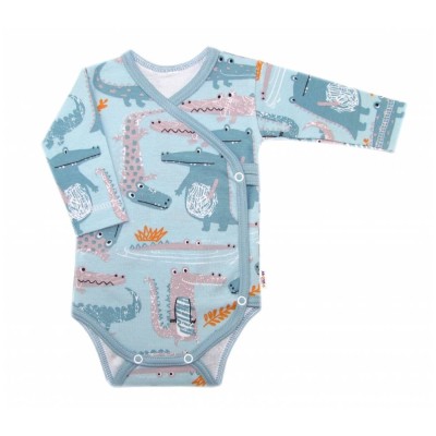 Baby Nellys 2-dílná sada, body dl.rukáv zap. bokem + polodupačky Krokodýl Eda