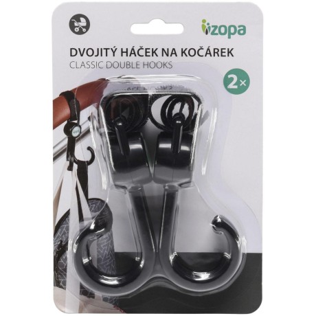 ZOPA Dvojitý háček na kočárek 2 ks, Black Black