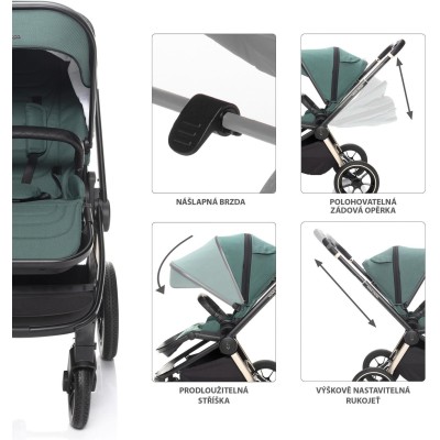 ZOPA Set kočárek Move Cross 2 + korba XL + adaptér, Antique Green/Gold Antique Green/Gold