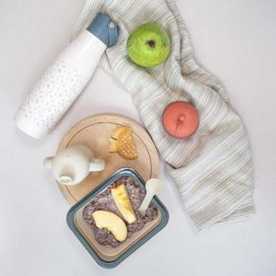 ZOPA Silikonový svačinový box s příborem malý, Dove Grey Dove Grey