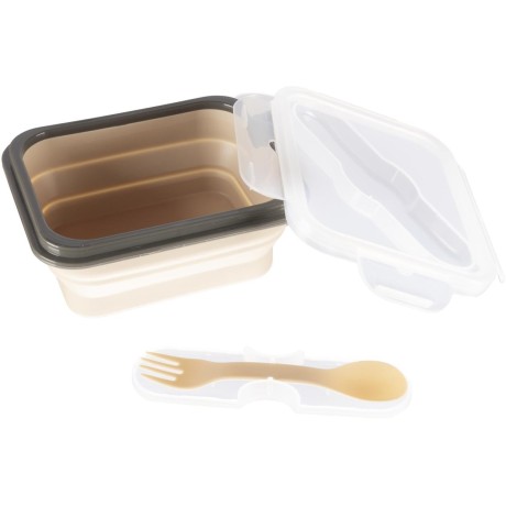 ZOPA Silikonový svačinový box s příborem malý, Sand Beige Sand Beige