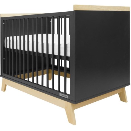 Dětská postýlka se zábranou New Baby MARCUS 120x60 cm grafit/přírodní