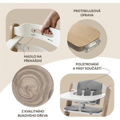 ZOPA Dřevěná jídelní židlička Clipp & Clapp, Grey Grey