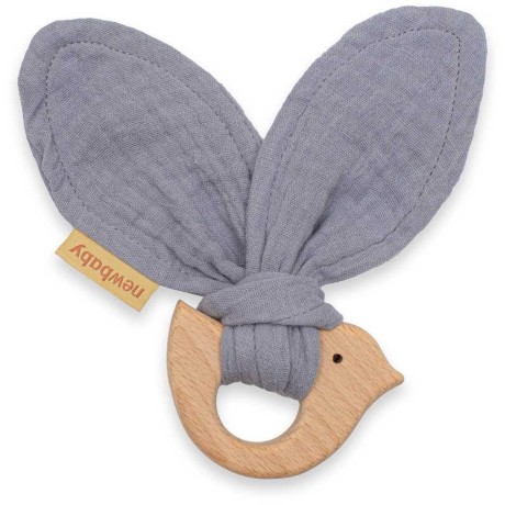 Dětské kousátko s ptáčkem New Baby Bird grey