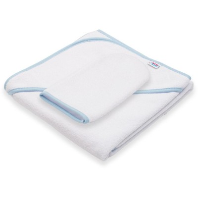 Dětská froté osuška s kapucí New Baby BASIC 80x80 bílo-modrá