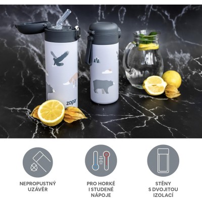 ZOPA Termoska na tekutiny s brčkem 400 ml, Dino Dino