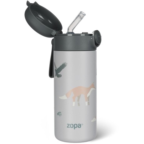 ZOPA Termoska na tekutiny s brčkem a silikonovým držákem 350 ml, Mountains Mountains