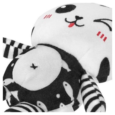 Plyšová závěsná hračka s chrastítkem Kočička, černá/bílá