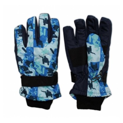 Dětské zimní, nepromokavé prstové rukavice, Snowboard, modré