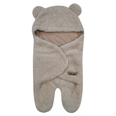Chlupáčková zavinovačka s kapucí a nožičkama, Medvídek, béžová