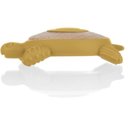 ZOPA Silikonové dřevěné kousátko Turtle, Mustard Yellow Mustard Yellow