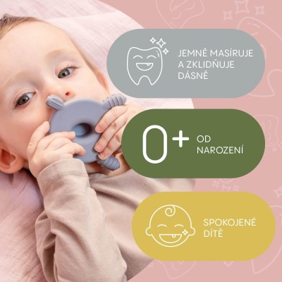 ZOPA Silikonové dřevěné kousátko Turtle, Old Pink Old Pink