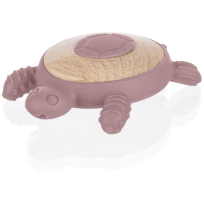 ZOPA Silikonové dřevěné kousátko Turtle, Old Pink Old Pink