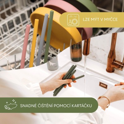 ZOPA Silikonové brčko 4ks, Mustard Yellow Mustard Yellow