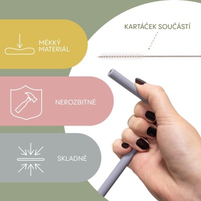 ZOPA Silikonové brčko 4ks, Mustard Yellow Mustard Yellow