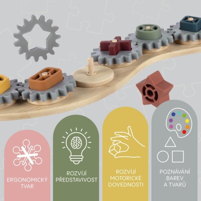 ZOPA Silikonová bambusová skládačka ozubená kolečka, Multicolor Multicolor