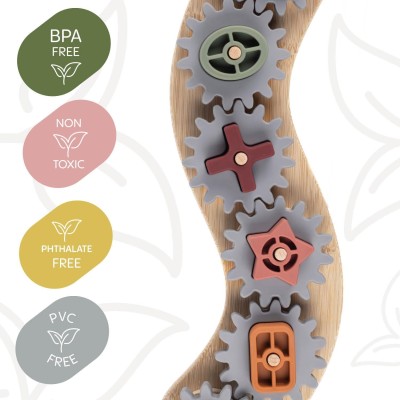 ZOPA Silikonová bambusová skládačka ozubená kolečka, Multicolor Multicolor