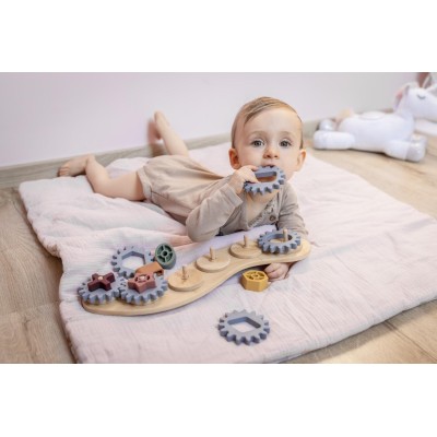 ZOPA Silikonová bambusová skládačka ozubená kolečka, Multicolor Multicolor