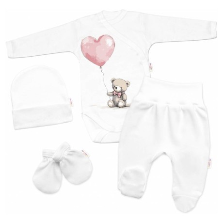 Sada do porodnice pro miminko 4D Teddy Love - bílá/růžová