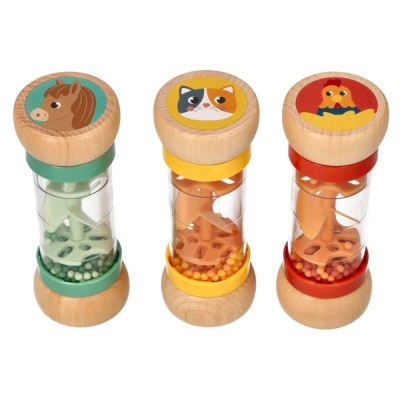 Dřevěné chrastítko/dešťová sprcha s kuličkama, Koník - mátové