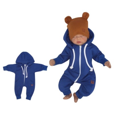 Z&Z Dětský teplákový overálek s kapucí, tm. modrý