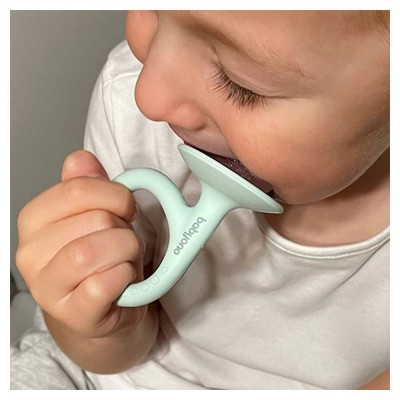 Silikonové kousátko Snail, mátová/růžová