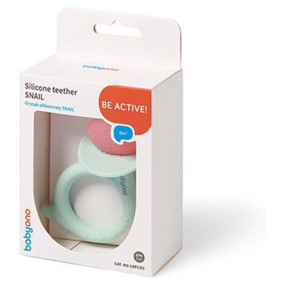 Silikonové kousátko Snail, mátová/růžová