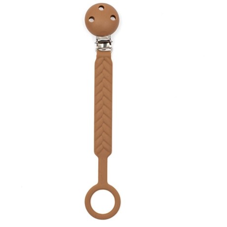 Silikonový klip na dudlík New Baby hnědý