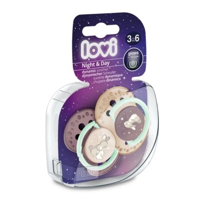 LOVI Dudlík silikonový dynamický NIGHT&DAY 3-6m 2ks holka
