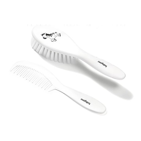 Babyono Kartáč a hřeben na vlasy s protiskluzovou rukojetí bílá