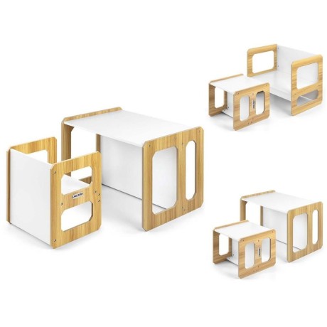 Sada nábytku Milly Mally Stella 3v1 stůl a židle Natural