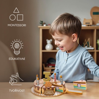 ZOPA Dřevěný narozeninový dort set