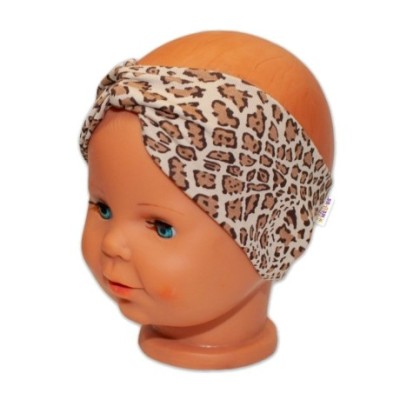 BABY NELLYS Dětské čelenky Gepard, sada 2 kusů - hnědá, gepard,/98