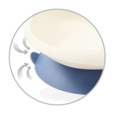 Miska s přísavkou a lžičkou - bílá, tyrkys