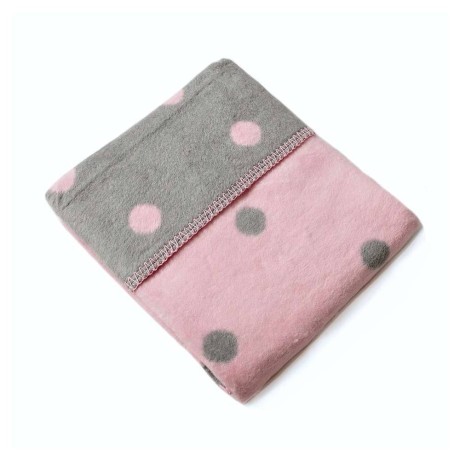 Růžová deka do kočárku s puntíky 75x100