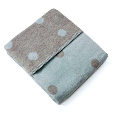 Modrá deka do kočárku s puntíky 75x100