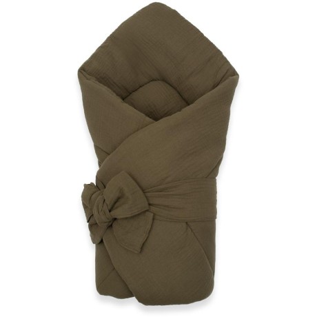 Mušelínová šněrovací zavinovačka New Baby olive